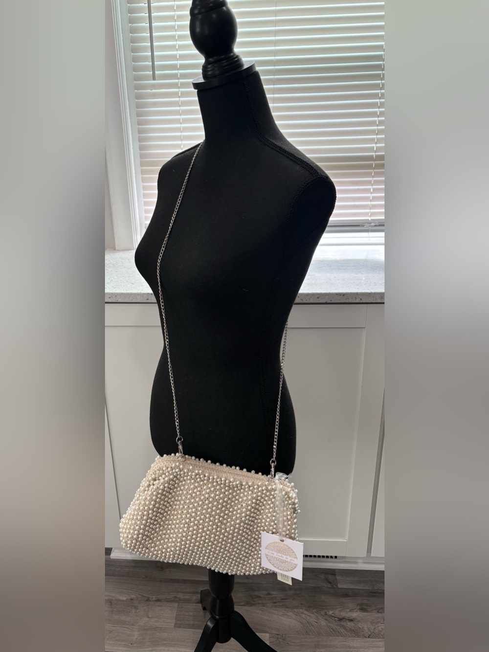 NWT Handcrafted Clutch Crossbody
Bag Made In India Beaded Pearls Wedding White